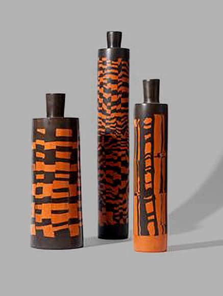 Beatriz-Trepat-ceramic-bottles orange and brown