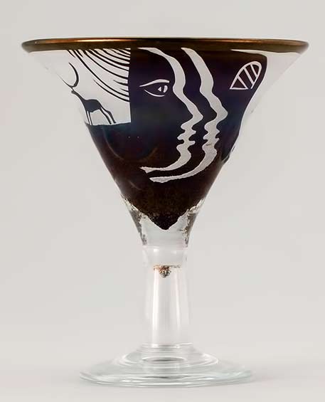 Bertil Vallien (Swedish, 1938), Glass Bowl with Sand Blasted Decoration