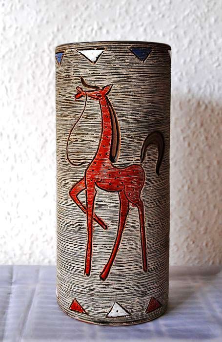 Fratelli Fanciullacci cylindrical horse motif vase