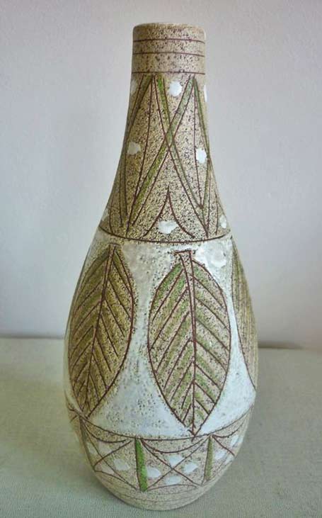 Italian-mid-century-ceramic leaf motif bottle