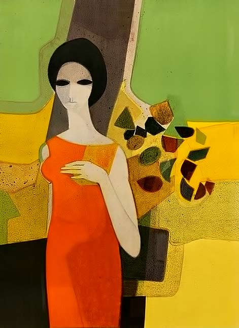 Lady with Flowers-André Minaux-1970