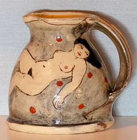 Louise Gardelle-pottery-jug naked lady motif