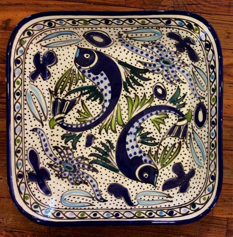 Duel fish motif platter Tunisia