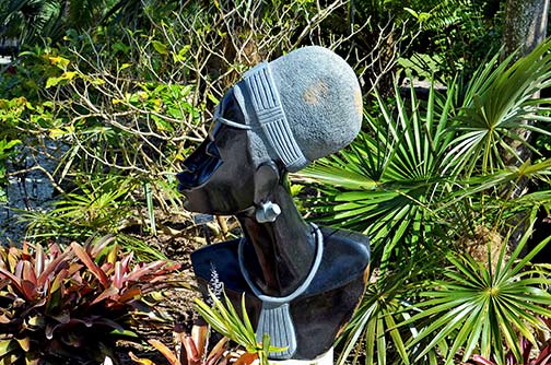 Shona sculpture at Naples Botanical Garden Gray-Lensman-QX!--female bust