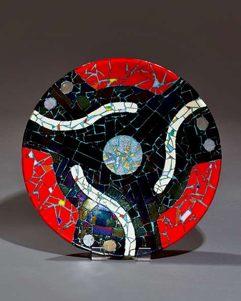 45-RPM-Handmade-Glass-Bowl-Uroborus,-Bullseye-&-Dichroic-Glass-20inches---fused-glass