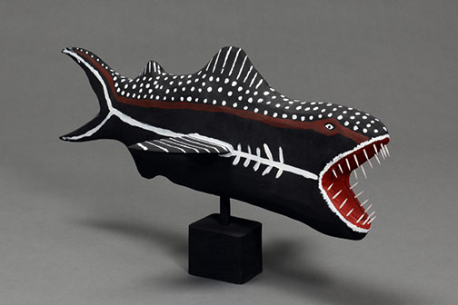 Craig Koomeeta - Shark sculpture Natural ochres and acrylic on milkwood 2003 -- Hood Museum of Art, Dartmouth College