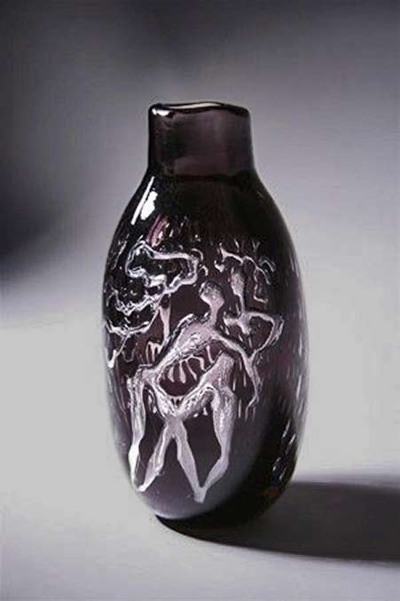 Edvin Öhrström; Glass 'Water Play' Vase for Orrefors, 1956.