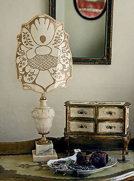 White and gold FORTUNY-Lamp-silk-Shade