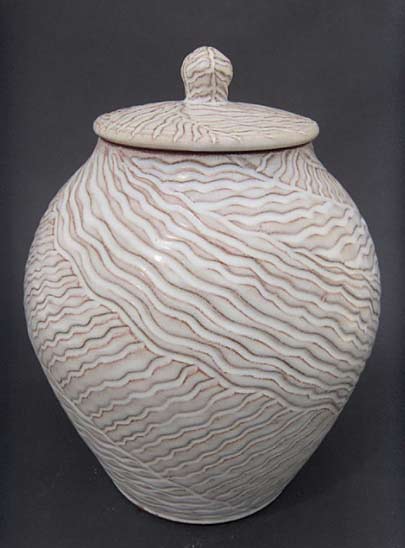 Miriam-Loory-Krombach lidded carved surface jar