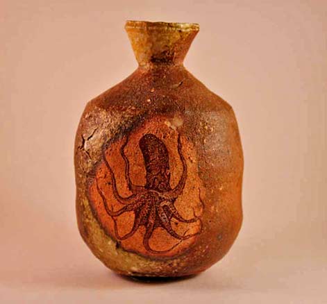 Nathan-Rrng-ceramic-bottle octopus motif
