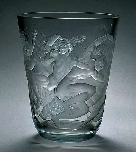 Orrefors,-Engraved-Crystal-Glass-Vase