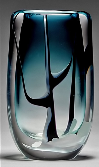 Scarce-trees-in-winter-glass vase,-1951-Vicke Lindstrand 