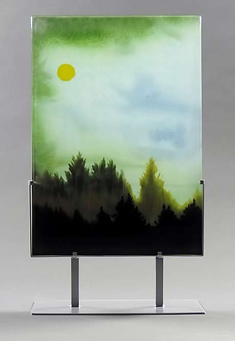 Smoky Moonlight hand painted glass panels--Paul Messink