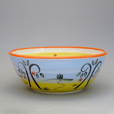 Spring-salad-bowlWhite earthenware hand-painted with underglaze and sealed with clear glaze.