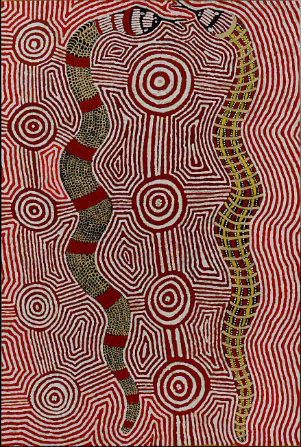 Warnampi Kutjarra Karilwarra (Two Snake Dreaming at Karilwarra)Fred Ward Tjarurru (Tjungurrayi) - 2001 Hood Museum of Art, Dartmouth College Gift of Will Owen and Harvey Wagner
