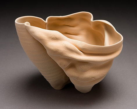 Anne-Marie-Laureys-folded-ceramic-sculpture - natt peach colour