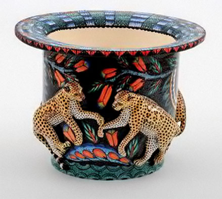 Ardmore-Ceramics-Leopard-relief Planter-
