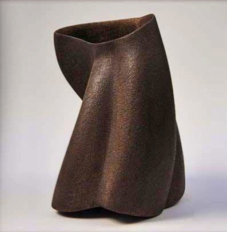 James-Oughtibridge-Chocolate-Brown-creased Vase