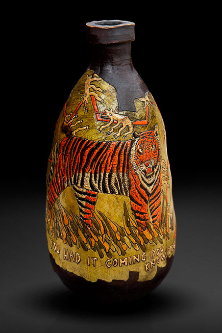 Lucinda-Mudge-You-Had-It-Coming-tiger vase