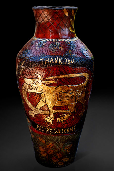 Lucinda Mudge -Thank-You-You-re-Welcome-ceramic vase-h-52-cm