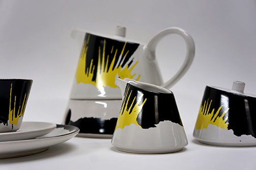 monika-patuszyńska-tea-set - black, white and yellow