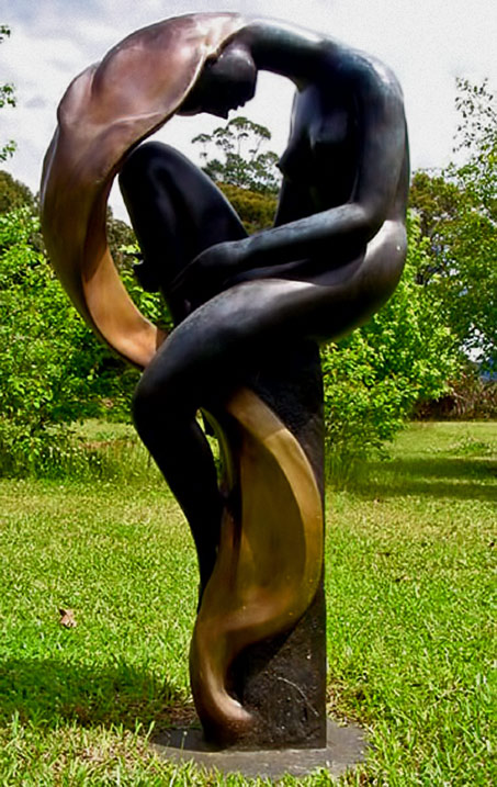 Antonio Francisci bronze life size Girl with Golden Hair outdoor sculpture