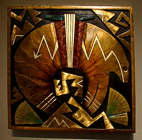 Blue-Rain-Gallery---Tammy-Garcia-bronze-panel of a bear