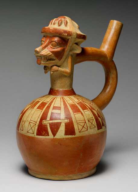 Fox Warrior ceramic Bottle, c. 4th – 6th century C.E., Moche, Peru MET