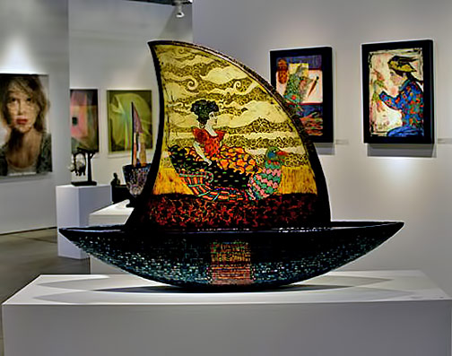 KéKé-Cribbs---Scott-Jacobson-Gallery---Catalina -- glass sculpture boat