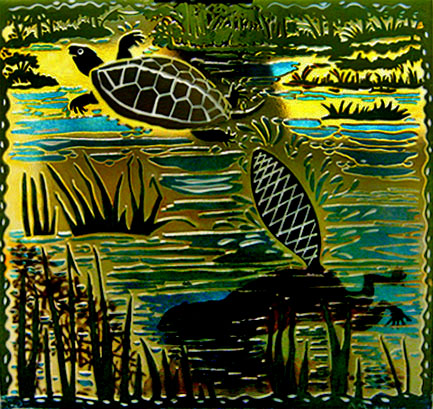 Maurine-Littleton-Gallery---Allegra-Marquart---Beaver-and-Turtle glass panel
