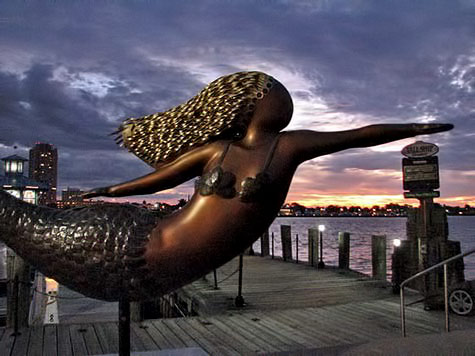 Mermaid sculpture on pier --Mermaid Harbor Norfolk VA
