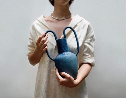 Nicolette-Johnson-blue twin handled-vase