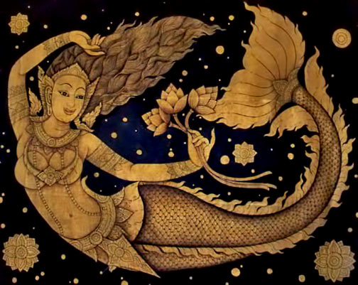 Thai mermaid art painting