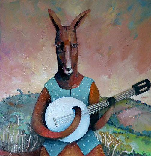 Penny Lovelock-kangaroo playing banjo