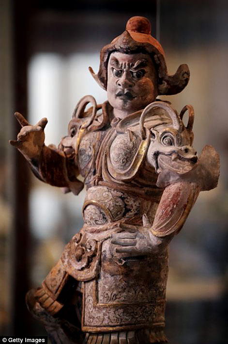 7th-or-8th-century Chinese-'Painted-pottery--tomb-Guardian'