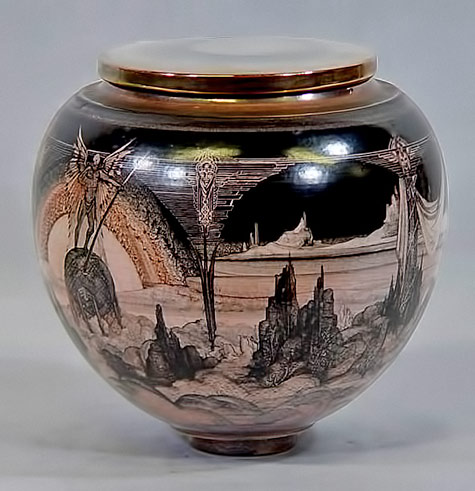 Lidded ceramic jar -Jacques Massard and Richard Tarone