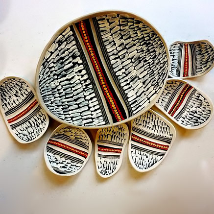 Aboriginal artist Penny Evans #383 Estaurine Ceramic Bowl