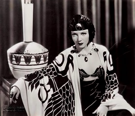 Claudette-Colbert-as-Cleopatra-1934 with egyptian revival vase