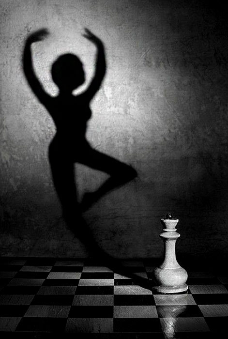 Her dream by Victoria Ivanova. chess themed art. Female-shadow,-chess-piece