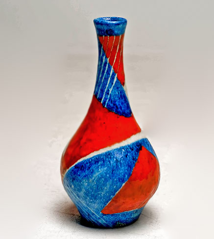 Guido-Gambone-Large-Ceramic-Vase---My-Modern---Dronten---1950----15inch 