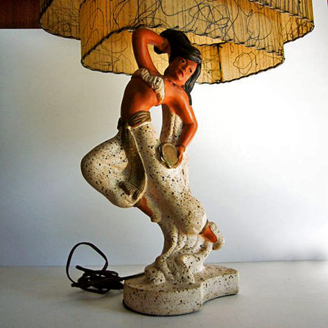 Kitschy 1950s Polynesian - Belly Dancer Chalkware Lamp by TikiTiger,