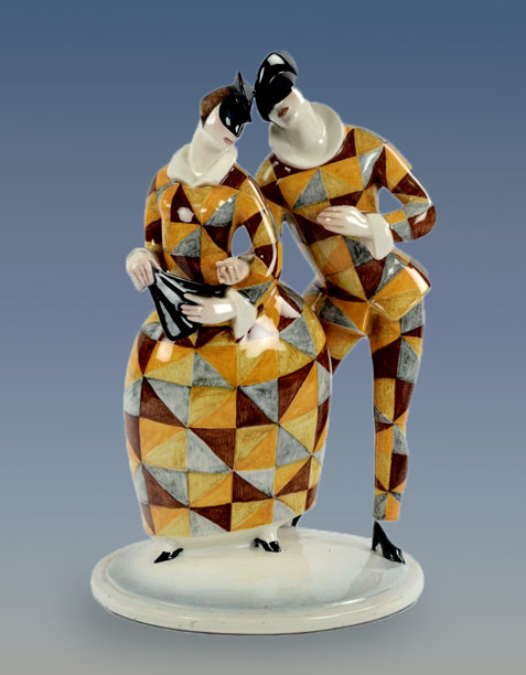 Lenci's-Ceramics--carnival-venizi-harlequin-figurines