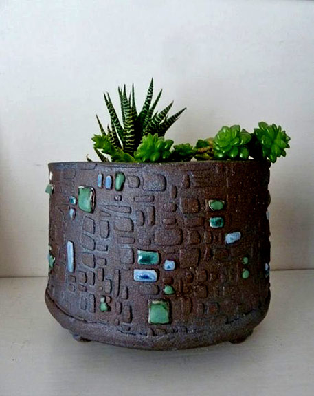 Mid-Century-Modern-Oval-Planter-with succulents by-DesignPaws-on-Etsy,