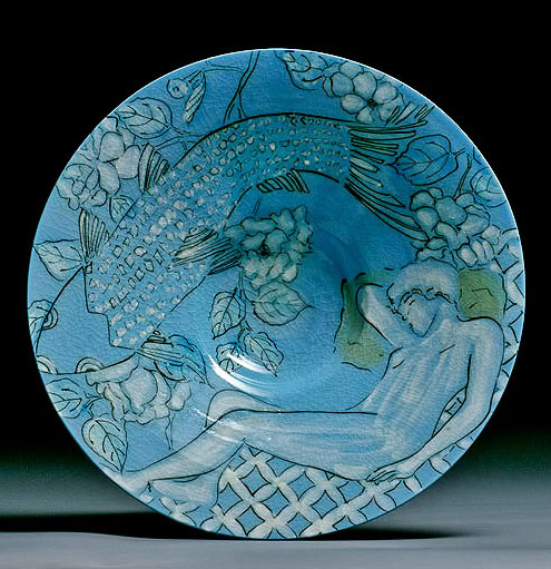 I-Dream-of-Fish-and-Flowers-Diana Fayt turquoise plate