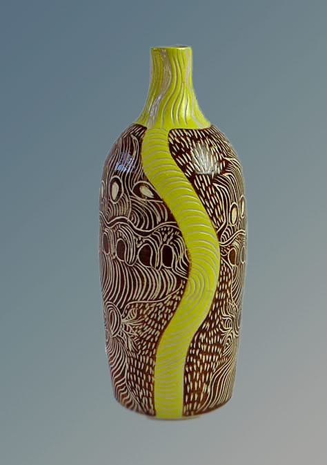 Ernabella Ceramics,-Rhoda Tjitayi---Anumara-Tjukurpa---Caterpillar Dreaming, 2015, stoneware,-H-31