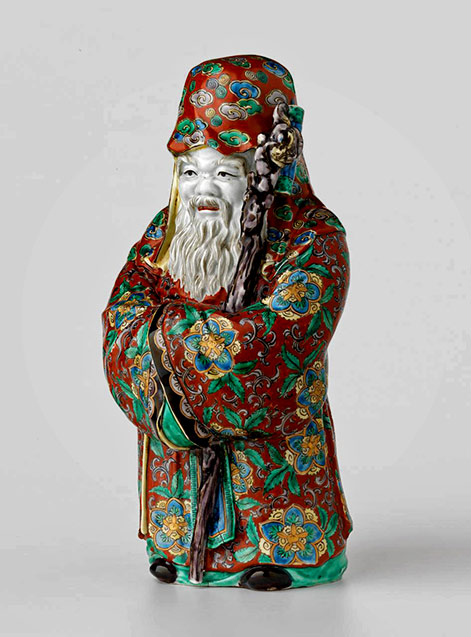 Fukurokuju (God of wisdom) Meiji period-1868-1912 Figurine of porcelain,-enamel,-gilt