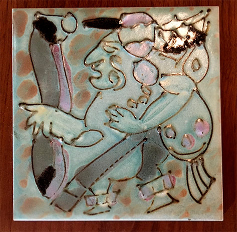 Ceramic-abstract figure tile-artist-unknown