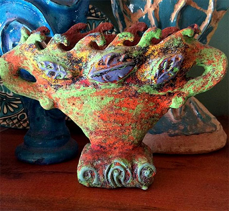 zany ceramic vase by Linda Hoffhine
