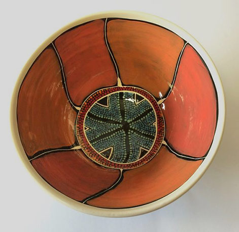 Red Anemone Dreaming ceramic Bowl by Penny Evans
