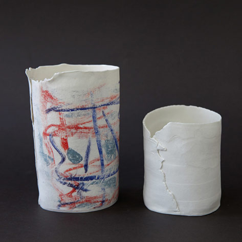 2 porcelain vases by Sally Cleary